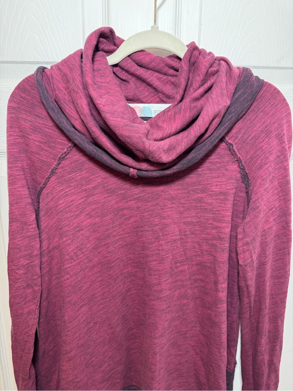 Free People Beach Magenta Cocoon Cowl Neck Long Sleeve Shirt Casual - Picture 5 of 14